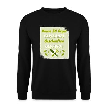 Mein 3G Garten Gepflanzt Geschnitten Gepflegt - Unisex Pullover - Schwarz - Vorne - Alina (178cm) & Michal (187cm)