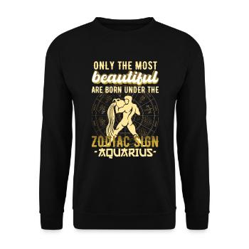 Zodiac sign Aquarius Aquarius Gift - Unisex Sweatshirt - black - Front - Alina (178cm) & Michal (187cm)