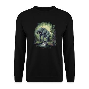 Elephant Africa Asia Animal - Unisex Sweatshirt - black - Front - Alina (178cm) & Michal (187cm)