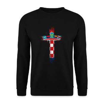 Croatia Flag Adriatic Zagreb Croatian Flag - Unisex Sweatshirt - black - Front - Alina (178cm) & Michal (187cm)