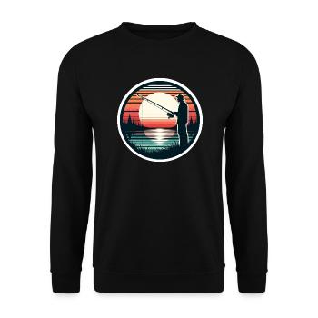 Fishing Angler Fishing Retro - Unisex Sweatshirt - black - Front - Alina (178cm) & Michal (187cm)