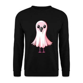 Flamingo Halloween Comic Geist - Unisex Pullover - Schwarz - Vorne - Alina (178cm) & Michal (187cm)