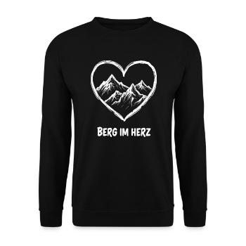 Berge im Herzen - Wanderer - Unisex Pullover - Schwarz - Vorne - Alina (178cm) & Michal (187cm)