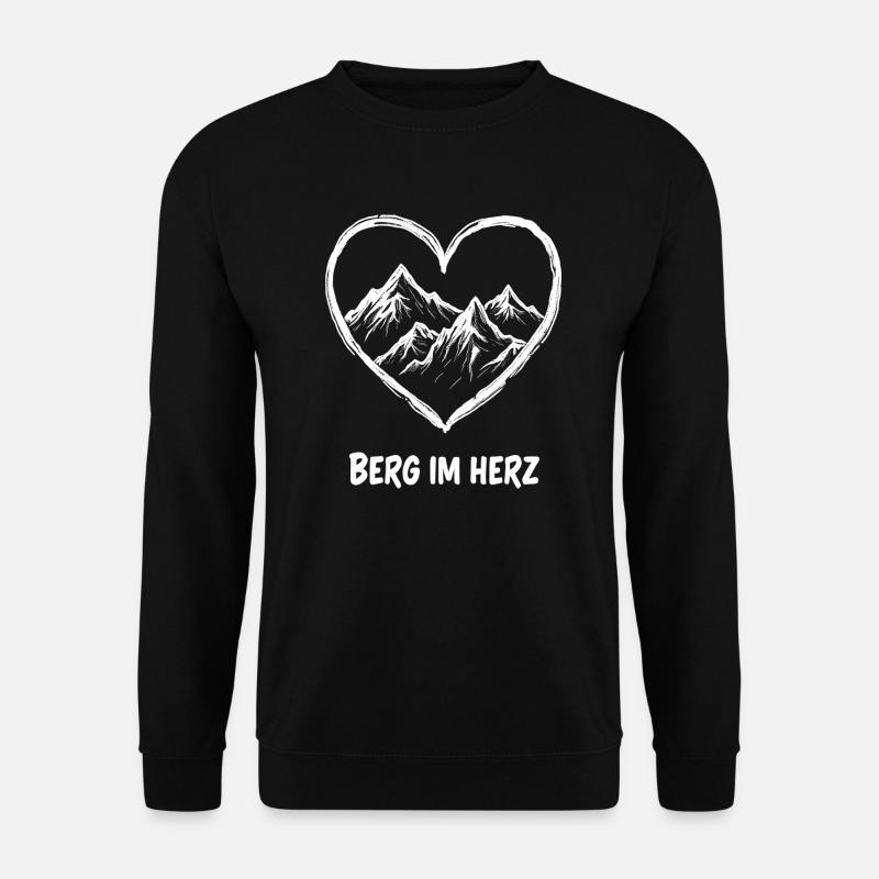 Berge im Herzen - Wanderer - Unisex Pullover - Schwarz