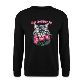 Rage Consumes Me Lustiges Katzenblümchen - Unisex Pullover - Schwarz - Vorne - Alina (178cm) & Michal (187cm)