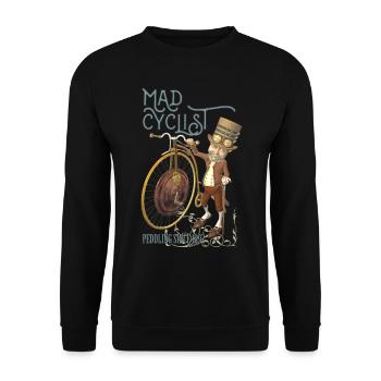 Steampunk Penny Farthing Bicycle Funny Mad Cyclist - Unisex Sweatshirt - black - Front - Alina (178cm) & Michal (187cm)
