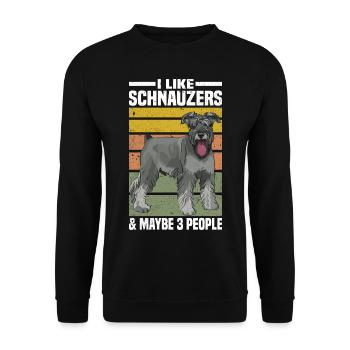 Schnauzer Liebhaber | Hunde Hund Haustier Geschenk - Unisex Pullover - Schwarz - Vorne - Alina (178cm) & Michal (187cm)