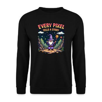 Every Pixel Tells a Story - Retro Gaming - Unisex Sweatshirt - black - Front - Alina (178cm) & Michal (187cm)