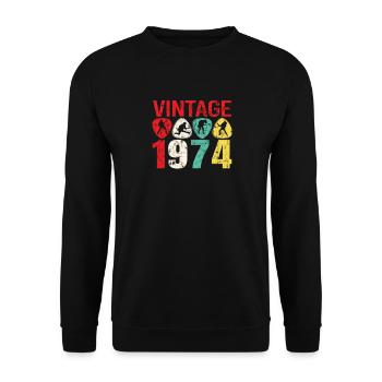 1974 Anniversaire Rock n Roll Vintage - Sweat-shirt Unisexe - noir - Devant - Alina (178cm) & Michal (187cm)
