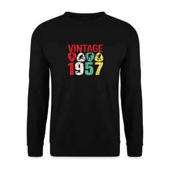 1957 Anniversaire Rock n Roll Vintage - Sweat-shirt Unisexe - noir - Devant - Alina (178cm) & Michal (187cm)