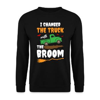 I Changed The Truck with the Broom - Unisex Pullover - Schwarz - Vorne - Alina (178cm) & Michal (187cm)