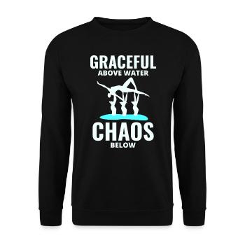 Anmutiges Chaos Synchronschwimm-Teamschwimmer - Unisex Pullover - Schwarz - Vorne - Alina (178cm) & Michal (187cm)