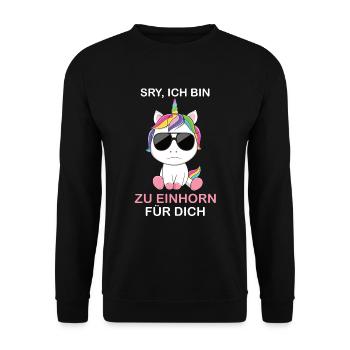 Einhorn Einhörner - Unisex Pullover - Schwarz - Vorne - Alina (178cm) & Michal (187cm)