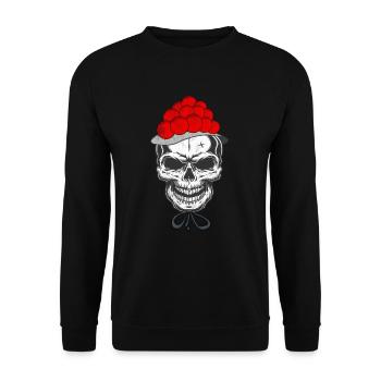 Schwarzwaldmädel Bollenhut Schwarzwald Totenkopf - Unisex Pullover - Schwarz - Vorne - Alina (178cm) & Michal (187cm)