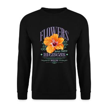 Hibiscus Flower Hibiscus Flower - Unisex Sweatshirt - black - Front - Alina (178cm) & Michal (187cm)
