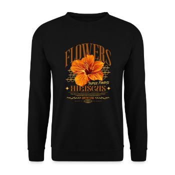 Hibiskusblüte Hibiskus Blume - Unisex Pullover - Schwarz - Vorne - Alina (178cm) & Michal (187cm)