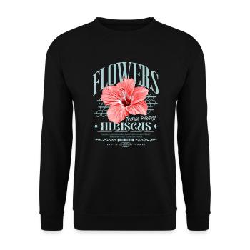 Hibiskusblüte Hibiskus Blume - Unisex Pullover - Schwarz - Vorne - Alina (178cm) & Michal (187cm)