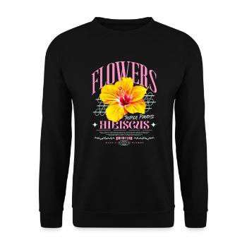 Hibiscus Flower Hibiscus Flower - Unisex Sweatshirt - black - Front - Alina (178cm) & Michal (187cm)