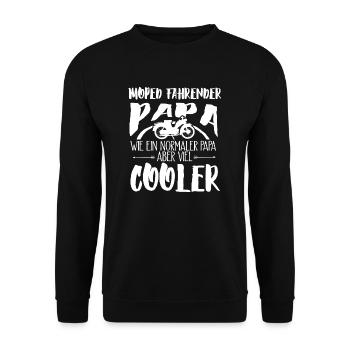 Moped-Papa Shirt-Moped Papa - Unisex Pullover - Schwarz - Vorne - Alina (178cm) & Michal (187cm)