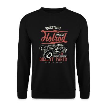 ROCKSTEADY HOTROD - Vintage Hotrod Geschenk Shirt - Unisex Pullover - Schwarz - Vorne - Alina (178cm) & Michal (187cm)