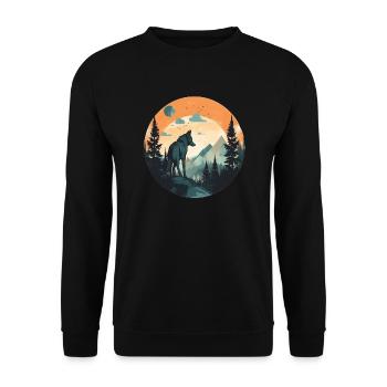 Loup dans les montagnes - Sweat-shirt Unisexe - noir - Devant - Alina (178cm) & Michal (187cm)