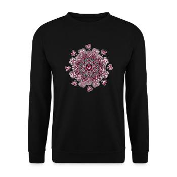 Mandala - pink hearts for the sweetheart - Unisex Sweatshirt - black - Front - Alina (178cm) & Michal (187cm)