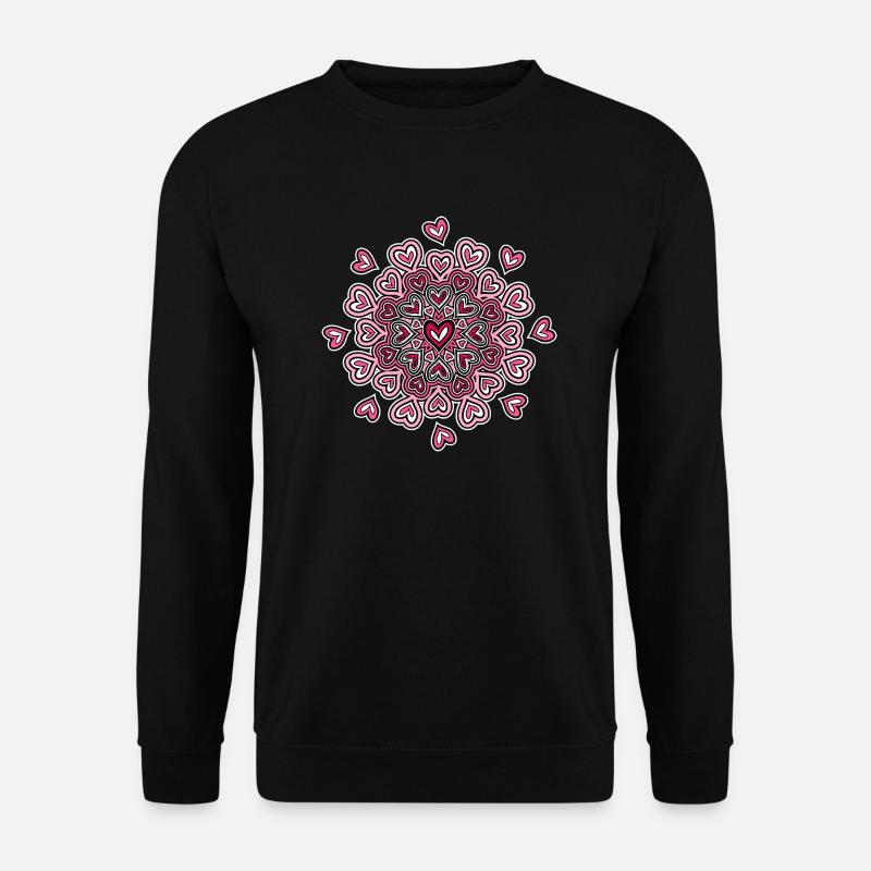 Mandala - rosa Herzen für den/die Herzallerliebste - Unisex Pullover - Schwarz