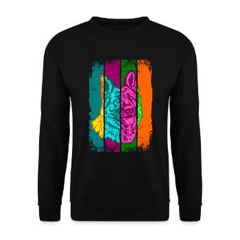 Deutscher Schäferhund Shabby Popart - Unisex Pullover - Schwarz - Vorne - Alina (178cm) & Michal (187cm)