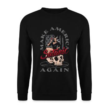 Satan Make America Satanic Again Occult - Unisex Sweatshirt - black - Front - Alina (178cm) & Michal (187cm)