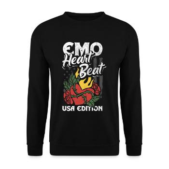 Emoticon Emo Heartbeat USA Edition Emocore - Unisex Pullover - Schwarz - Vorne - Alina (178cm) & Michal (187cm)