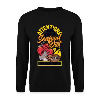 Attenzione Seafood Diet Funny Foodie Lover - Unisex Sweatshirt - black - Front - Alina (178cm) & Michal (187cm)
