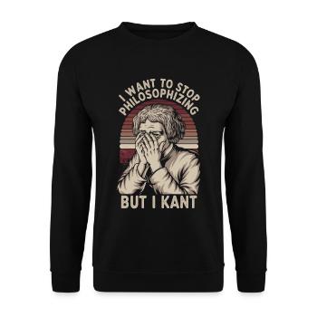 I Want to Stop Philosophizing But I Kant - Funny - Unisex Pullover - Schwarz - Vorne - Alina (178cm) & Michal (187cm)