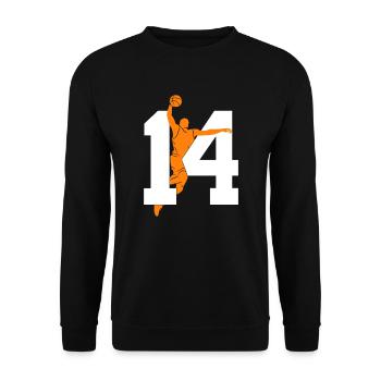 NUMBER 14 BASKETBALL 14TH BIRTHDAY - Unisex Sweatshirt - black - Front - Alina (178cm) & Michal (187cm)