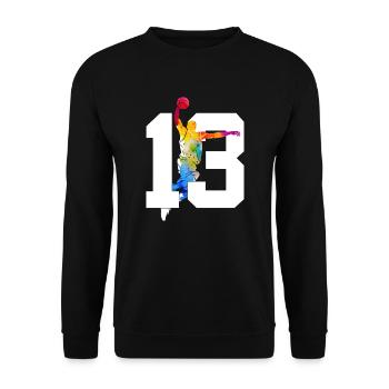 NUMMER 13 BASKETBALL 13. GEBURTSTAG - Unisex Pullover - Schwarz - Vorne - Alina (178cm) & Michal (187cm)