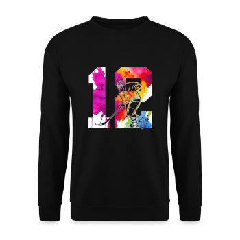 NUMBER 12 HOCKEY 12TH BIRTHDAY - Unisex Sweatshirt - black - Front - Alina (178cm) & Michal (187cm)
