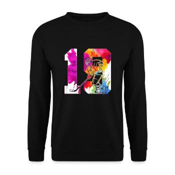 NUMMER 19 EISHOCKEY 19. GEBURTSTAG - Unisex Pullover - Schwarz - Vorne - Alina (178cm) & Michal (187cm)