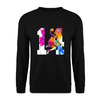 14TH BIRTHDAY BASKETBALL NUMBER 14 - Unisex Sweatshirt - black - Front - Alina (178cm) & Michal (187cm)