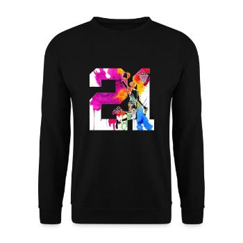 21. GEBURTSTAG BASKETBALL NUMMER 21 - Unisex Pullover - Schwarz - Vorne - Alina (178cm) & Michal (187cm)