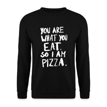 You are what you eat. So I am pizza. - Unisex Pullover - Schwarz - Vorne - Alina (178cm) & Michal (187cm)