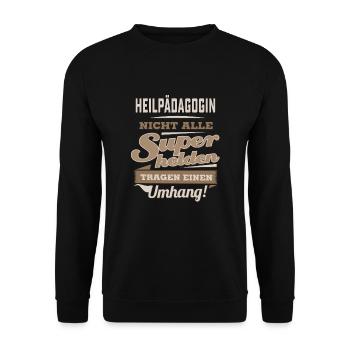 Superhelden in Sepia - Heilpädagogin - RAHMENLOS - Unisex Pullover - Schwarz - Vorne - Alina (178cm) & Michal (187cm)