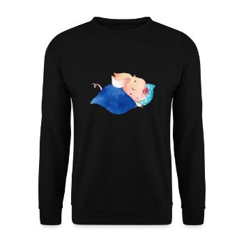 Schweinchen Schwein Minischwein Ferkel Schlafend - Unisex Pullover - Schwarz - Vorne - Alina (178cm) & Michal (187cm)