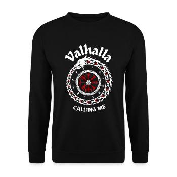 VALHALLA Calling me-VIKING SYMBOLE-WIKINGER RUNEN - Unisex Pullover - Schwarz - Vorne - Alina (178cm) & Michal (187cm)