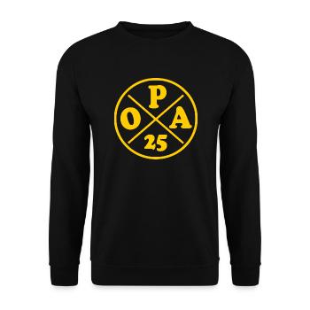 Opa 2025 - Unisex Pullover - Schwarz - Vorne - Alina (178cm) & Michal (187cm)