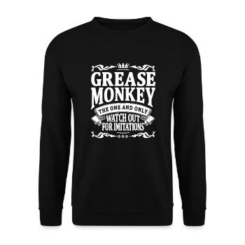 grease monkey the one and only - Unisex Sweatshirt - black - Front - Alina (178cm) & Michal (187cm)