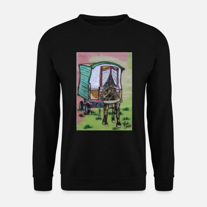 Pferd im Wohnwagen - Unisex Pullover - Schwarz