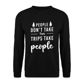 Nature Tree Mountain - Unisex Sweatshirt - black - Front - Alina (178cm) & Michal (187cm)