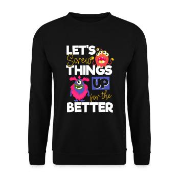 Evil Comic Funny Sister - Unisex Sweatshirt - black - Front - Alina (178cm) & Michal (187cm)