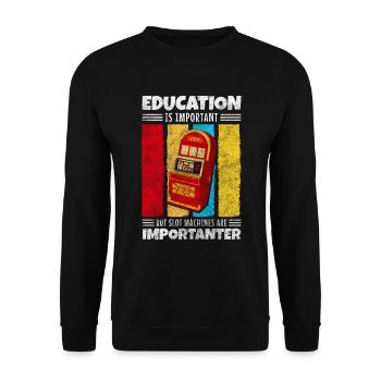 Glücksspiel Automat Zocker Lucky 7 - Unisex Pullover - Schwarz - Vorne - Alina (178cm) & Michal (187cm)
