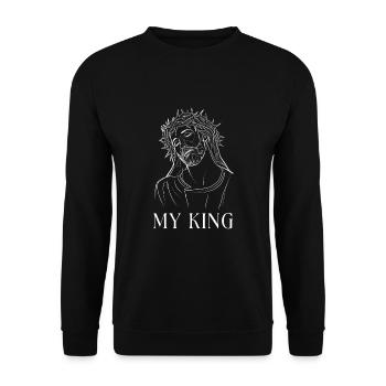 Jesus is my king - Unisex Sweatshirt - black - Front - Alina (178cm) & Michal (187cm)
