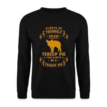 Teacup pig piggy - Unisex Sweatshirt - black - Front - Alina (178cm) & Michal (187cm)